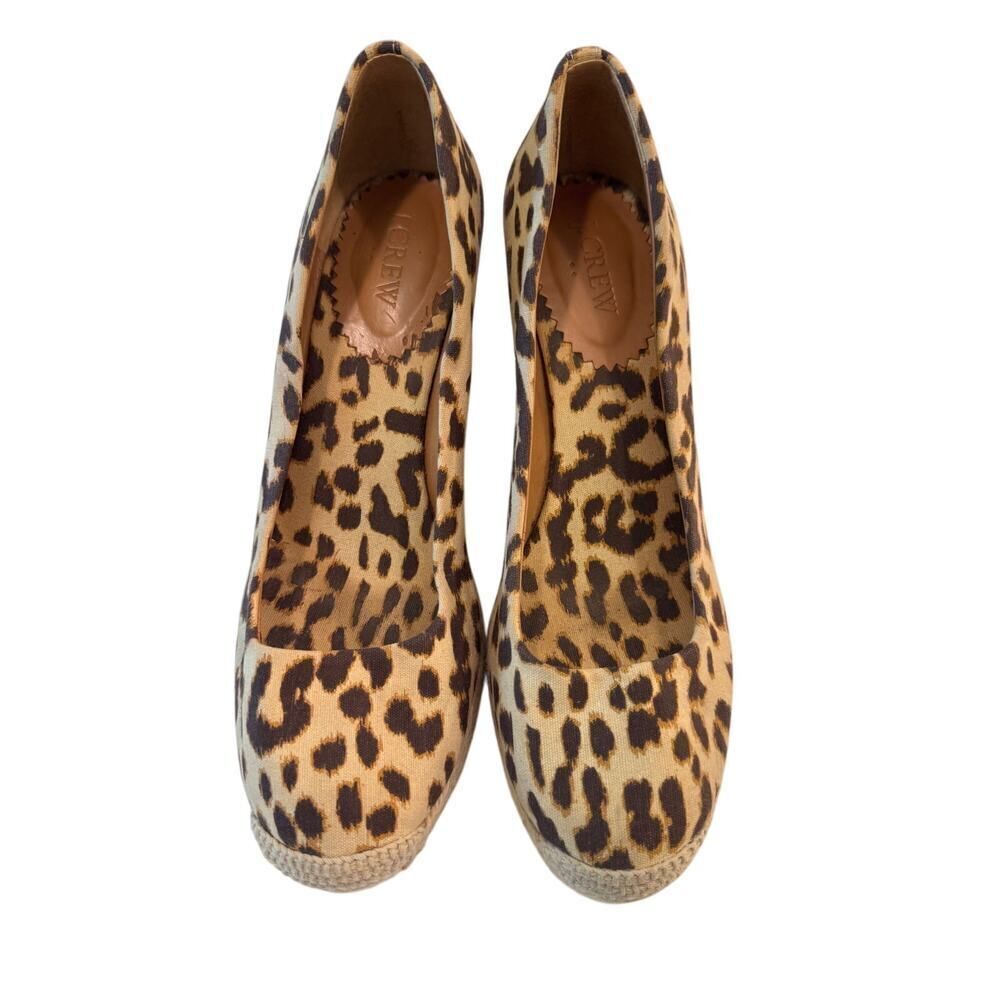 J.Crew Leopard Print Espadrille Wedge Heels Size 9 | Canvas Animal Print Summer